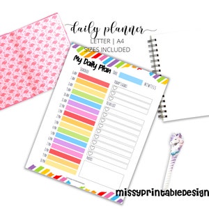 Kids Daily Planner, Printable Daily Schedule, Kids Routine Chart, Student School Organizer, INSTANT DOWNLOAD