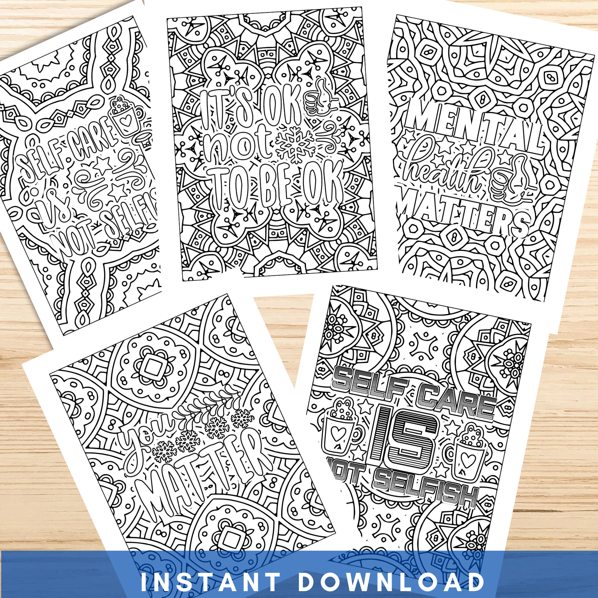 Self Care Pattern Coloring Pages Adult Coloring Pages - Etsy