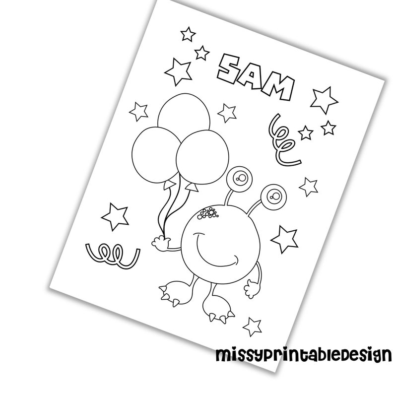 Personalized Monster Party Coloring Pages Custom Fairy | Etsy