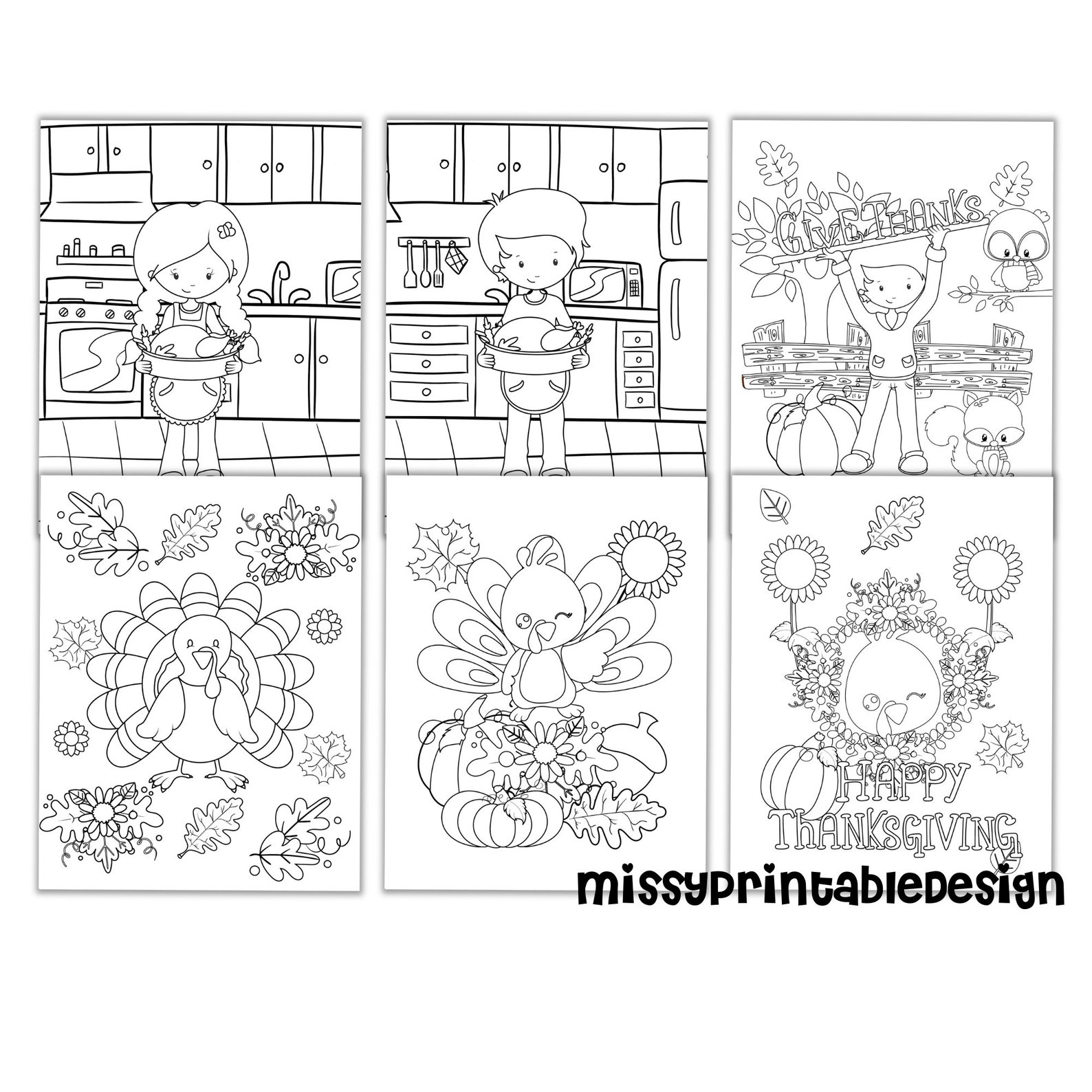 Thanksgiving Coloring Pages for Kids Printable Thanksgiving - Etsy
