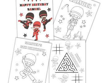 Personalized Ninja Birthday Coloring Pages for Kids (Digital Download)