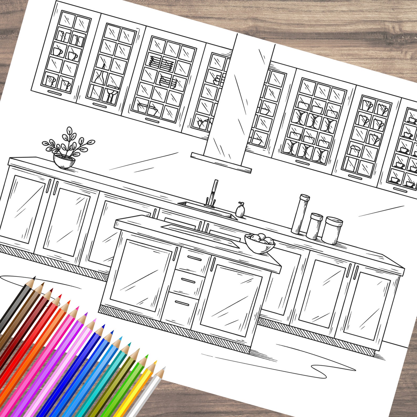 20 Interior Design Coloring Pages Printable Adult Coloring | Etsy