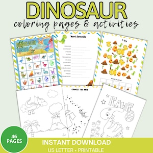 Dinosaur Activity Book: Printable Games & Coloring Pages (PDF)