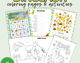 Dinosaur Activity Book: Printable Games & Coloring Pages (PDF)