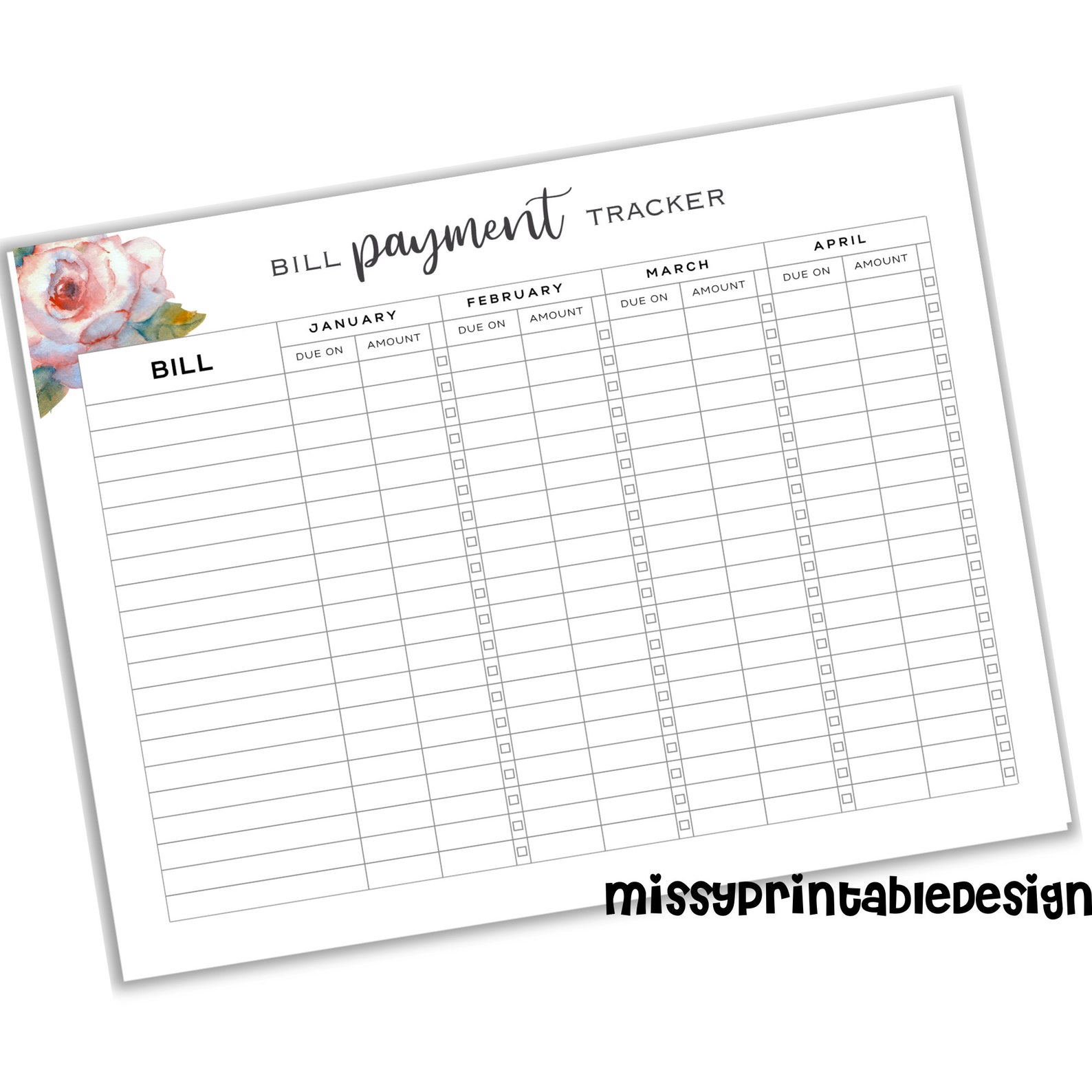 Bill Payment Tracker Printable Bill Payment Organizer Etsy