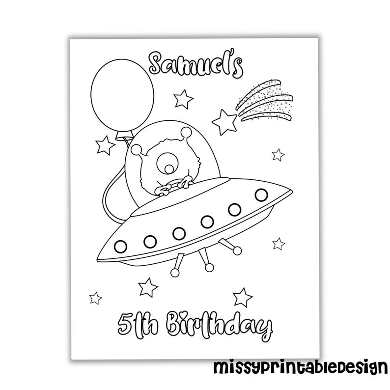 Buy Personalized Space Party Coloring Pages Custom Space Birthday