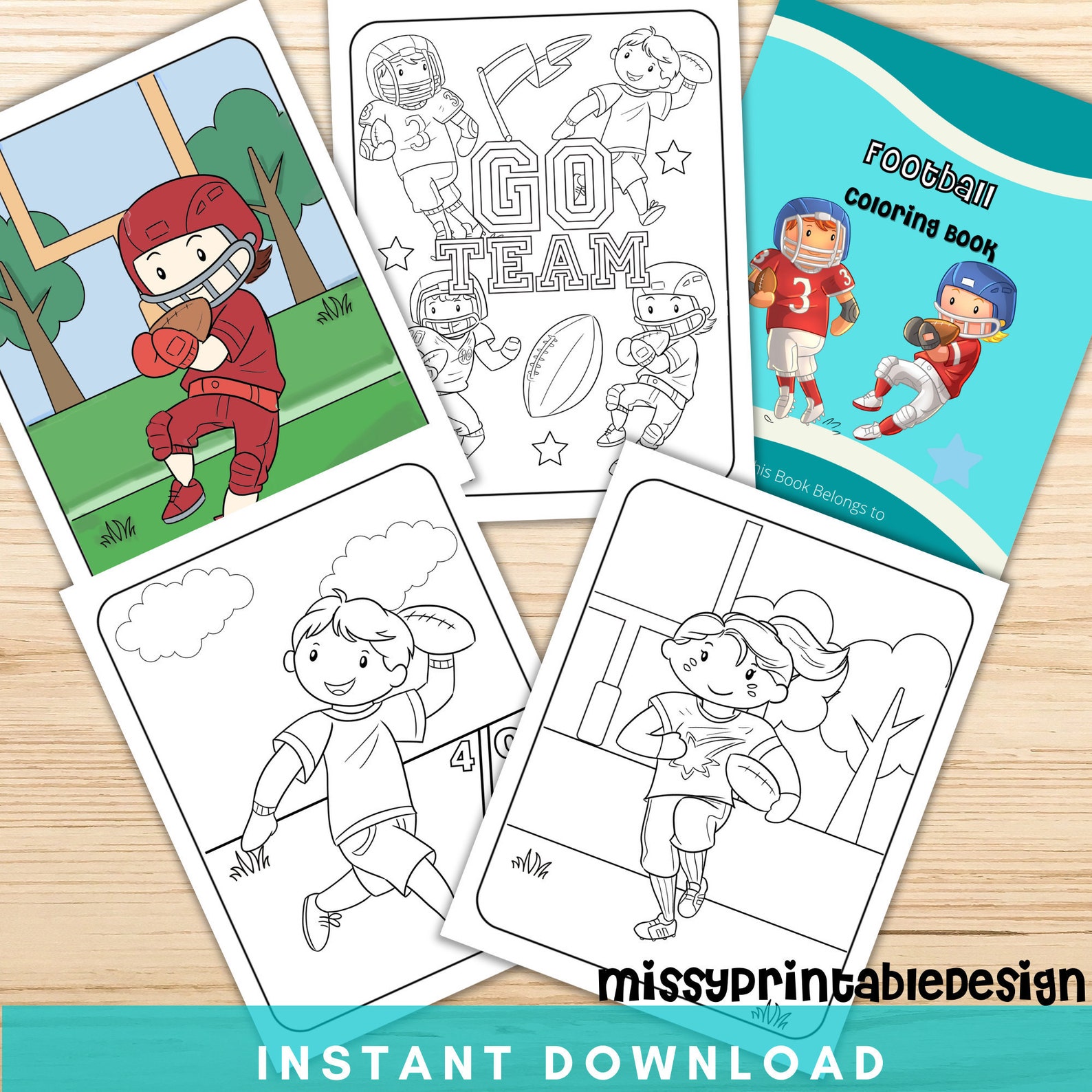 Football Coloring Pages Printable Coloring Pages Football - Etsy