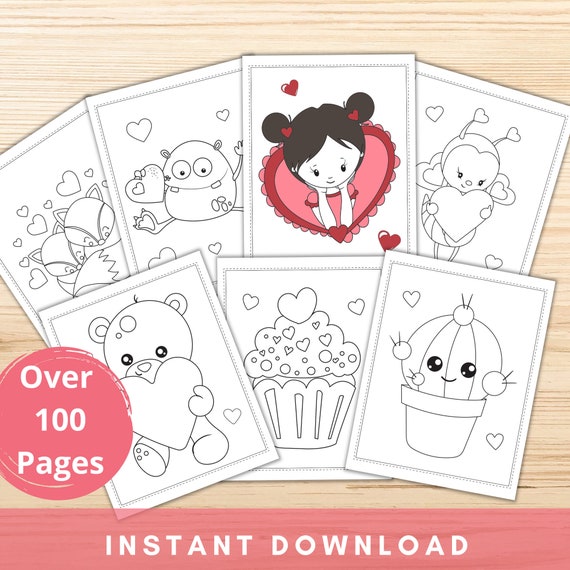 100 Valentine's Day Coloring Pages for Kids Printable