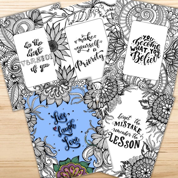 Inspirational Quotes Coloring Pages Adult Coloring Pages Etsy