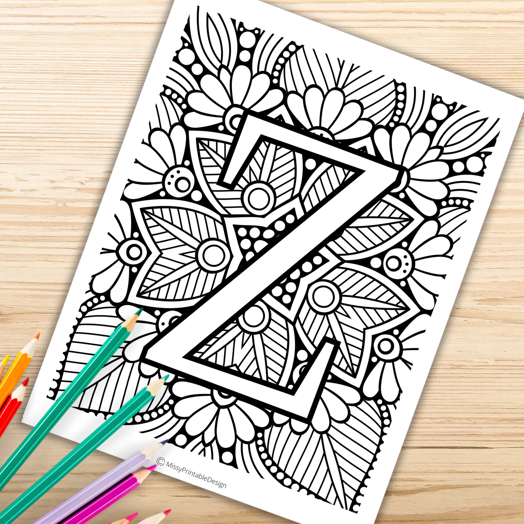 Mandala Alphabet Letters Coloring Pages Printable Adult | Etsy