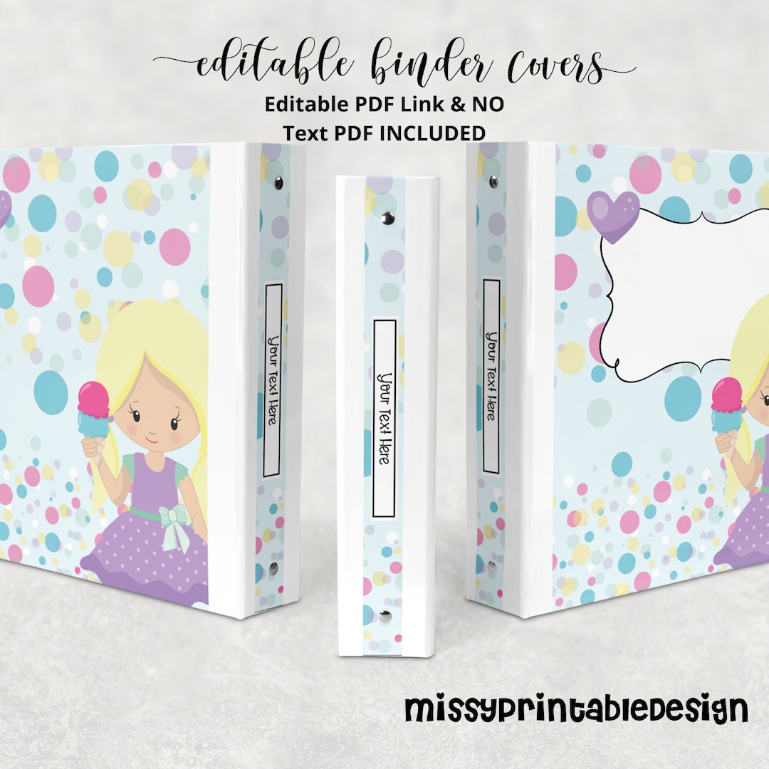 Editable Binder Covers and Spines- Ice Cream Themed, Printable Binder ...