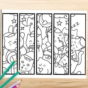 25 Printable Cat coloring bookmarks Cat coloring page for | Etsy