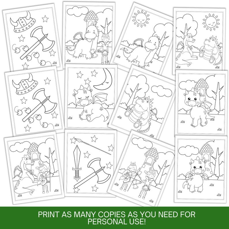 Coloriages de dragons pour enfants, fête du dragon, 15 modèles (téléchargement numérique) image 2