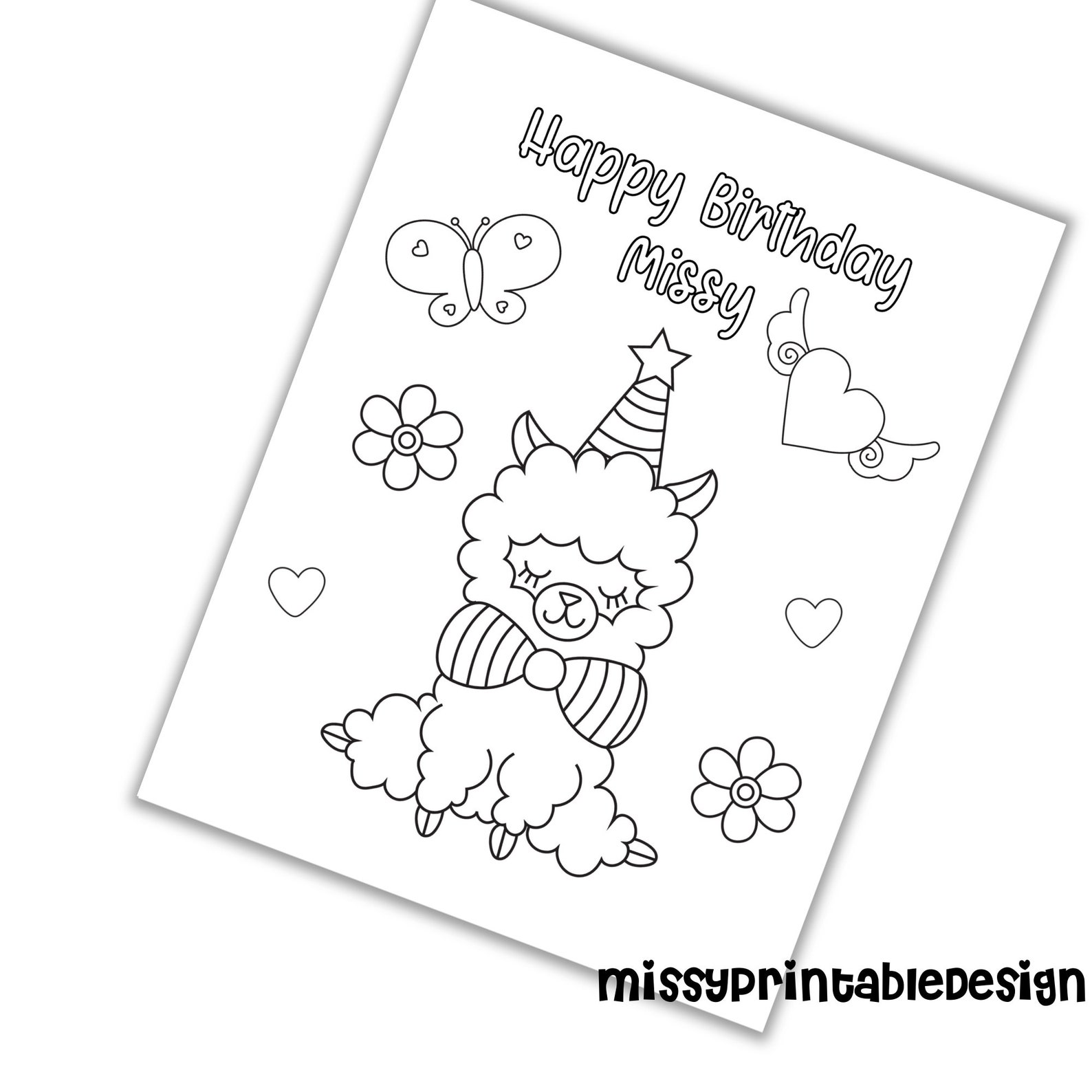Personalized Llama Party Coloring Pages Custom Llama Birthday | Etsy