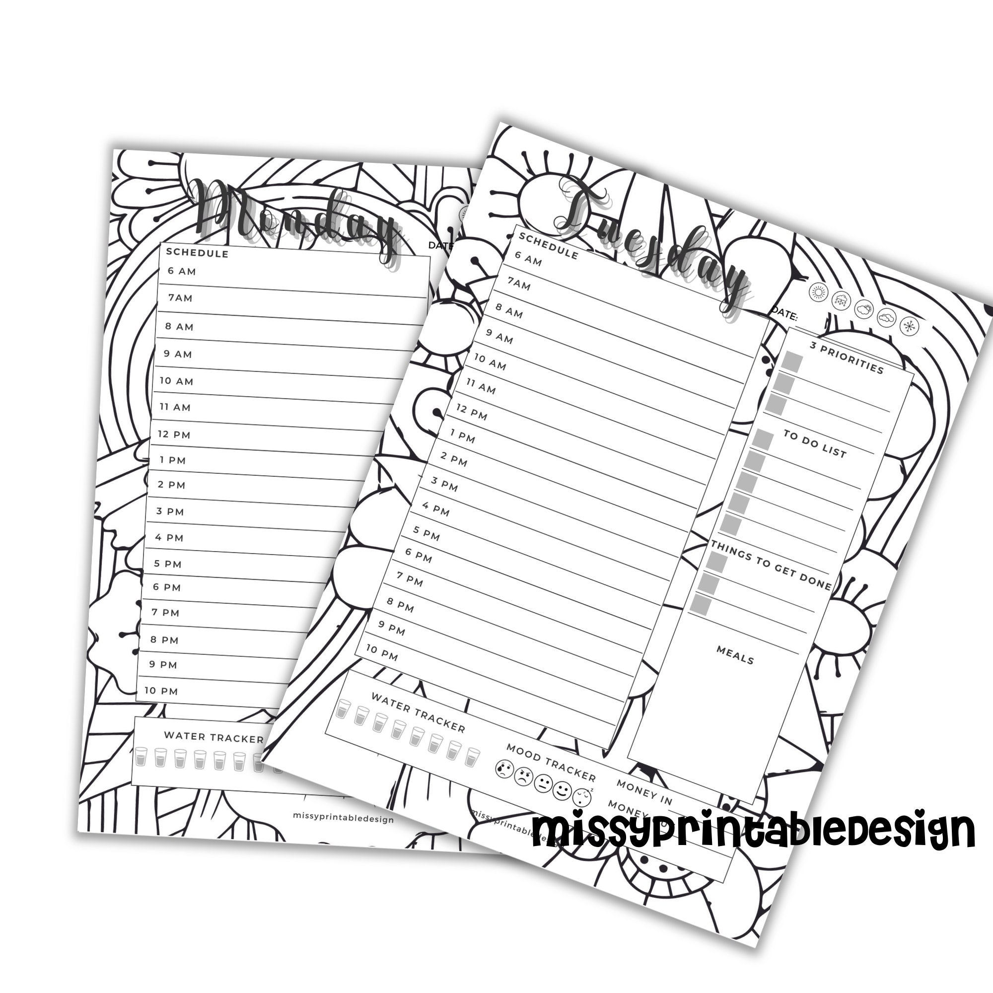 Coloring Daily Planner Calendar Printable Coloring Daily Etsy Coloring Daily Planner Calendar Printable Coloring Daily Etsy