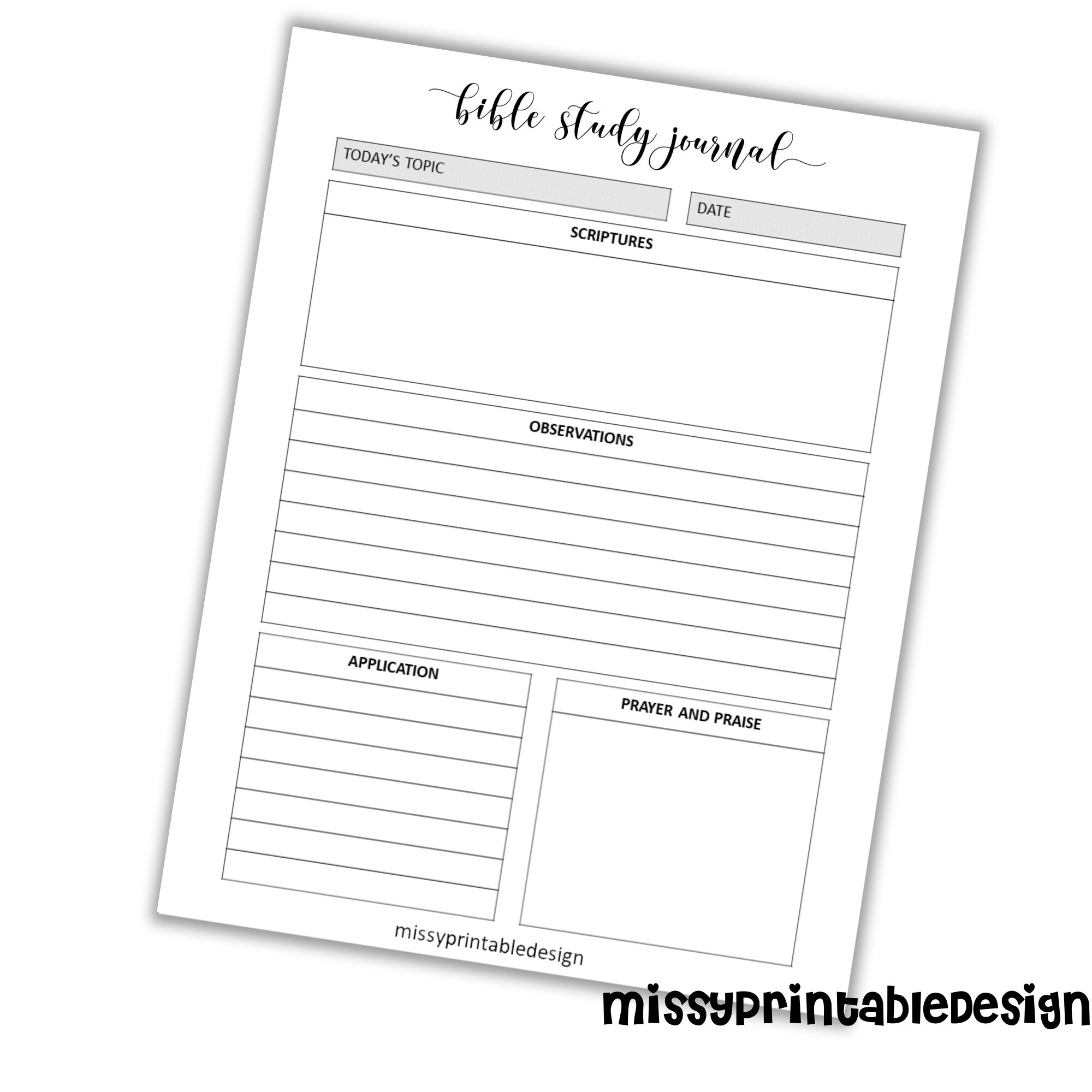 Bible Study Journal Printable SOAP Bible Study Method Etsy