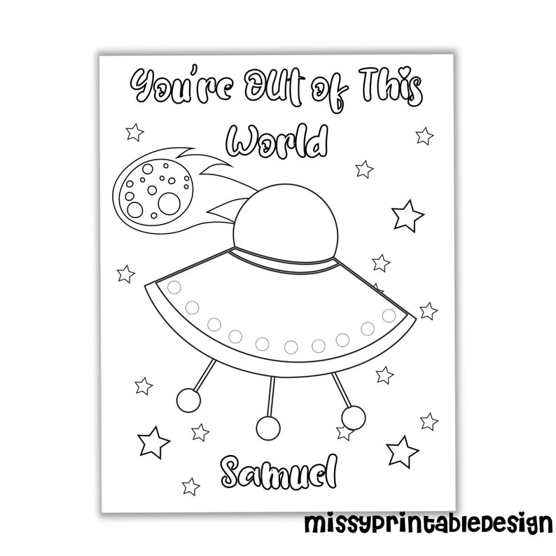 Personalized Space Party Coloring Pages Custom Space Birthday - Etsy