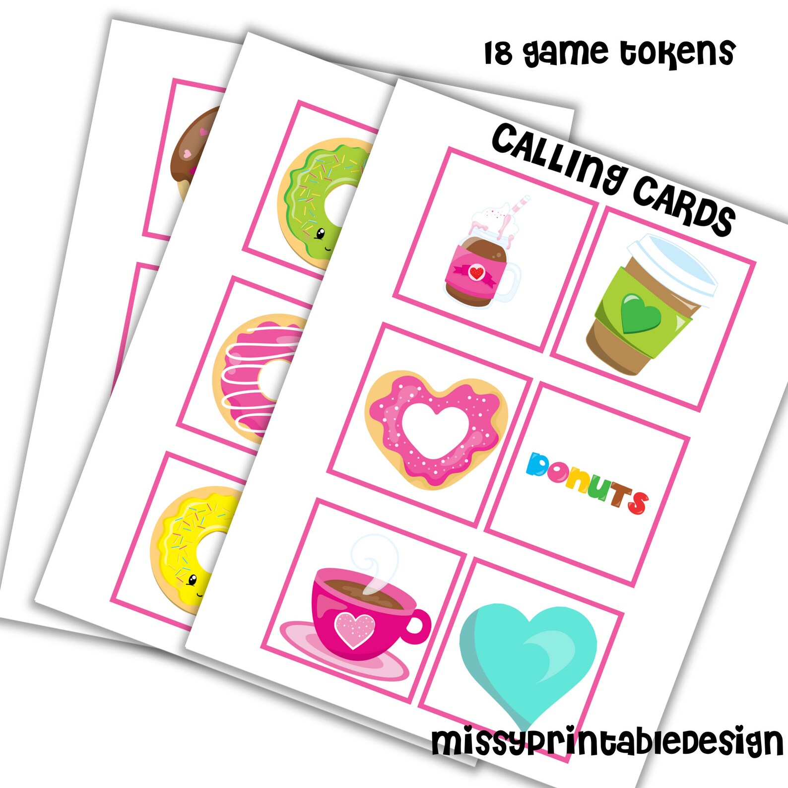 Donut Bingo Cards Printable Donut Bingo Game School Game - Etsy