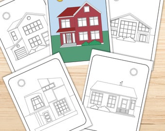 House Coloring Pages Book 2, Printable House Coloring Pages for Kids, Teens, Adults, INSTANT DOWNLOAD