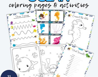 Ocean Activity Book: Printable Coloring Pages & Games (PDF)