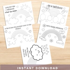 Rainbow Coloring Pages for Kids Printable Rainbow Coloring Pages, Rainbow Quotes, Birthday Activity, INSTANT DOWNLOAD, Kids Coloring Book image 3