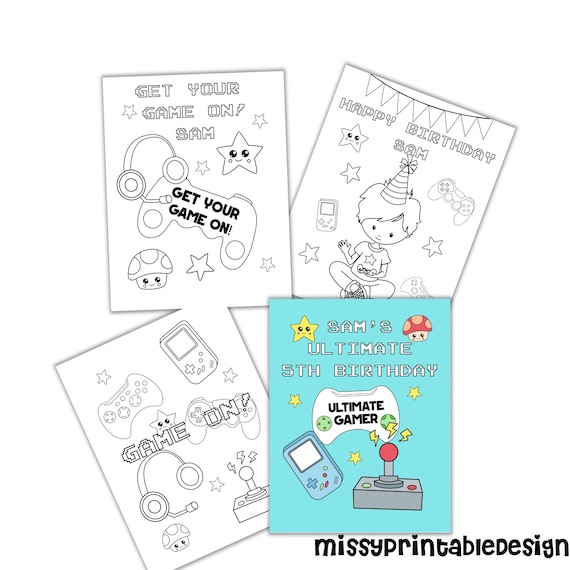 Personalized Game Party Coloring Pages, Custom Video Game Birthday ...
