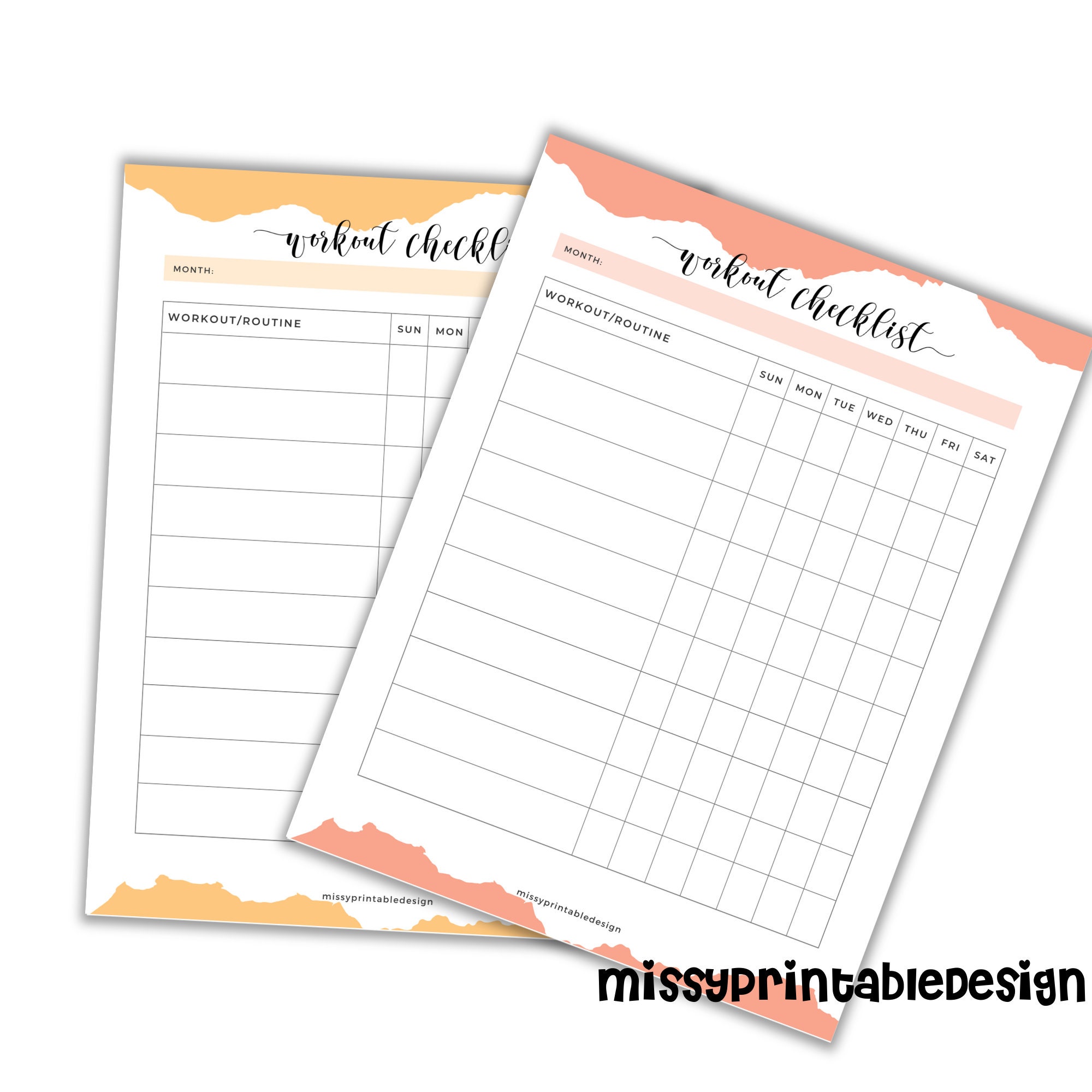 Workout Checklist Printable Exercise Routine Checklist - Etsy