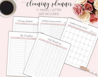 Printable Cleaning Planner Bundle, Checklist, Schedule (PDF)