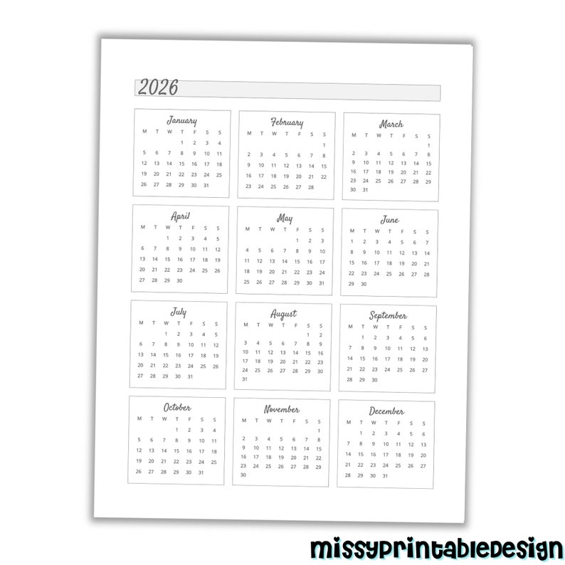 2021 2025 Yearly Calendar 2022 Yearly Calendar Year at a Etsy