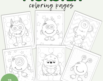 Monster Coloring Pages, Fun Kids Activity (INSTANT DOWNLOAD)