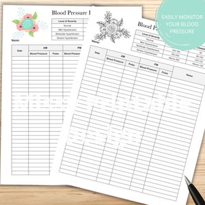 Blood Pressure Tracker, Printable Blood Pressure Log, Blood Pressure Monitor, INSTANT DOWNLOAD image 3