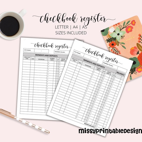 Checkbook Register, Printable Checkbook Log, Checkbook Account, Checkbook sheet, Checking account tracker, Printable Checkbook Register Il_570xn