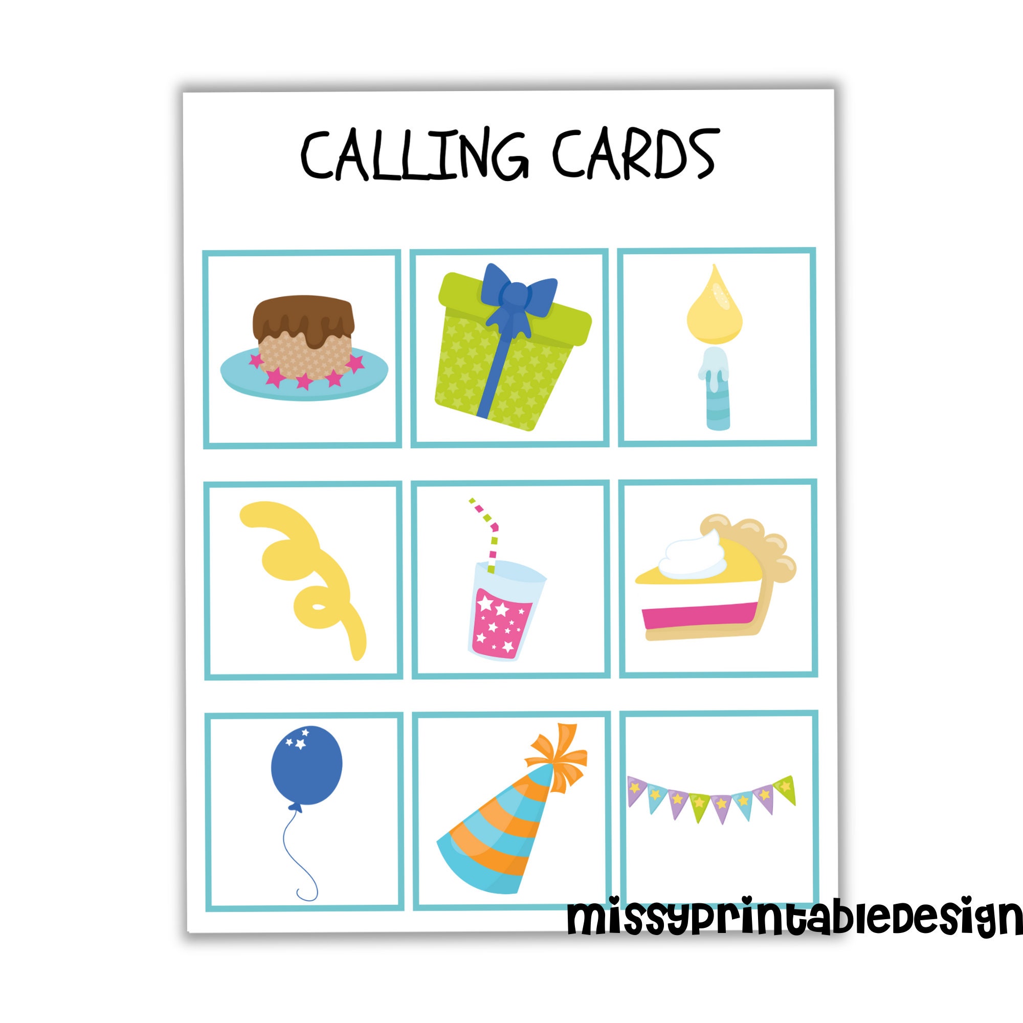 Birthday Party Bingo Cards Printable Birthday Party Bingo - Etsy