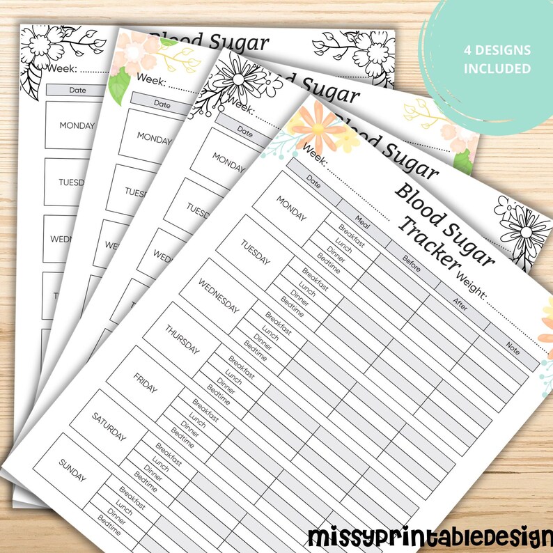 Printable Blood Sugar Tracker, Blood Sugar Log (Instant Download) image 2