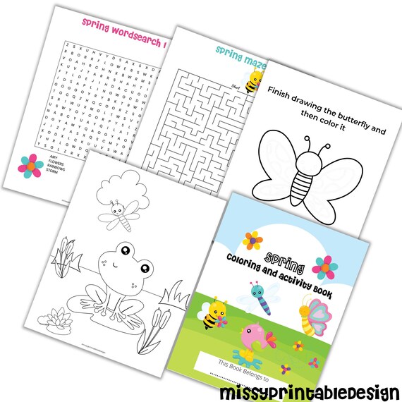 Spring Coloring and Activity Pages, Printable Spring Coloring Book, Spring Activity, INSTANT DOWNLOAD Il_570xn