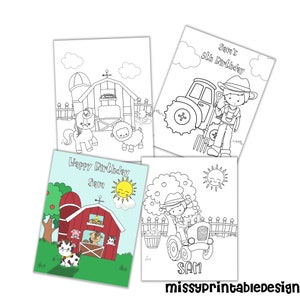 Personalized Farm Birthday Coloring Pages for Kids (Digital Download)
