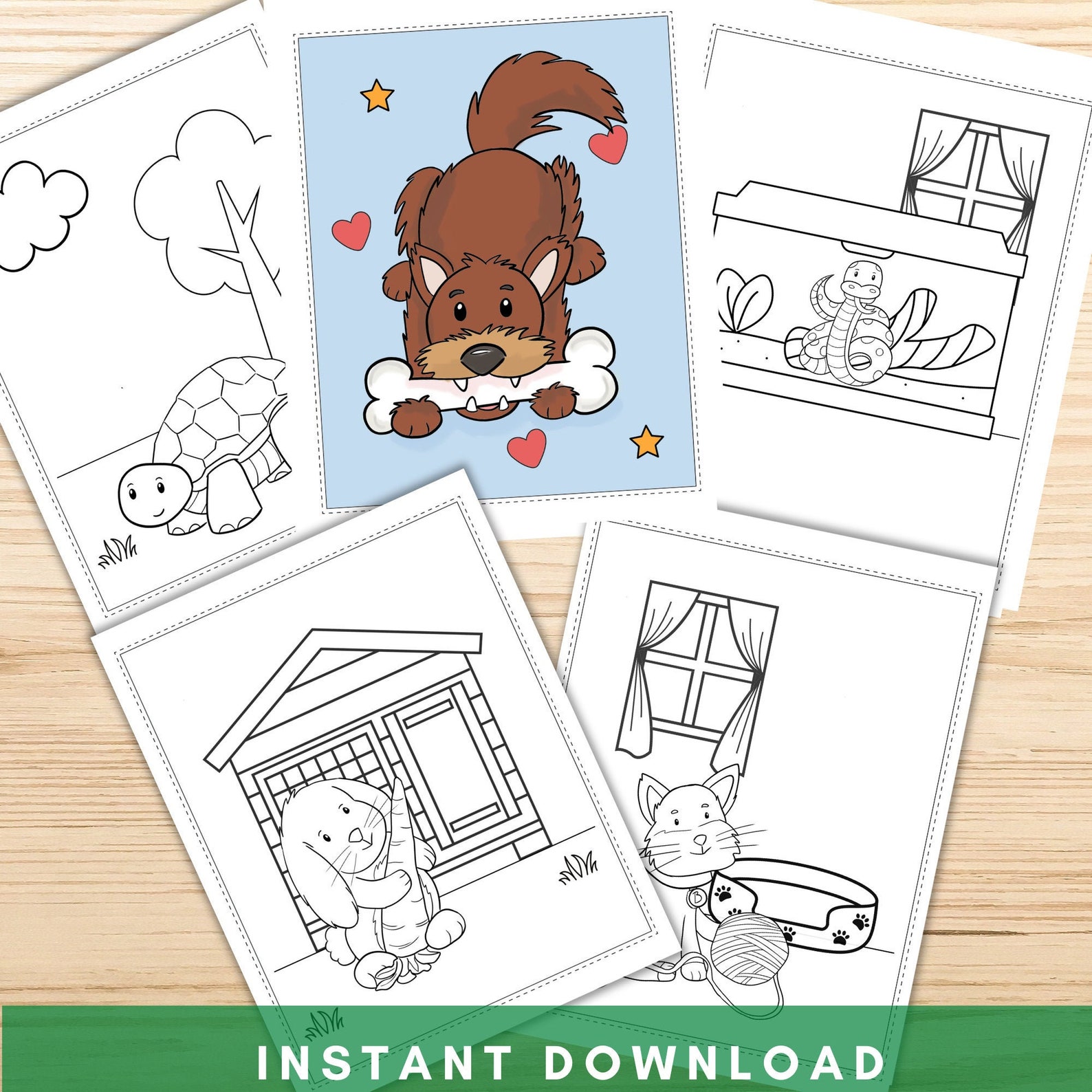 Pets Coloring Pages Printable Pets Coloring Book Pet | Etsy