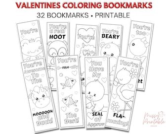 Segnalibri da colorare per San Valentino: 32 giochi di parole stampabili sugli animali (PDF)