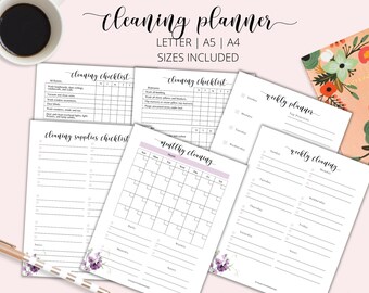 Spring Cleaning Planner, Weekly, Monthly, Room Checklist (Digital Download)