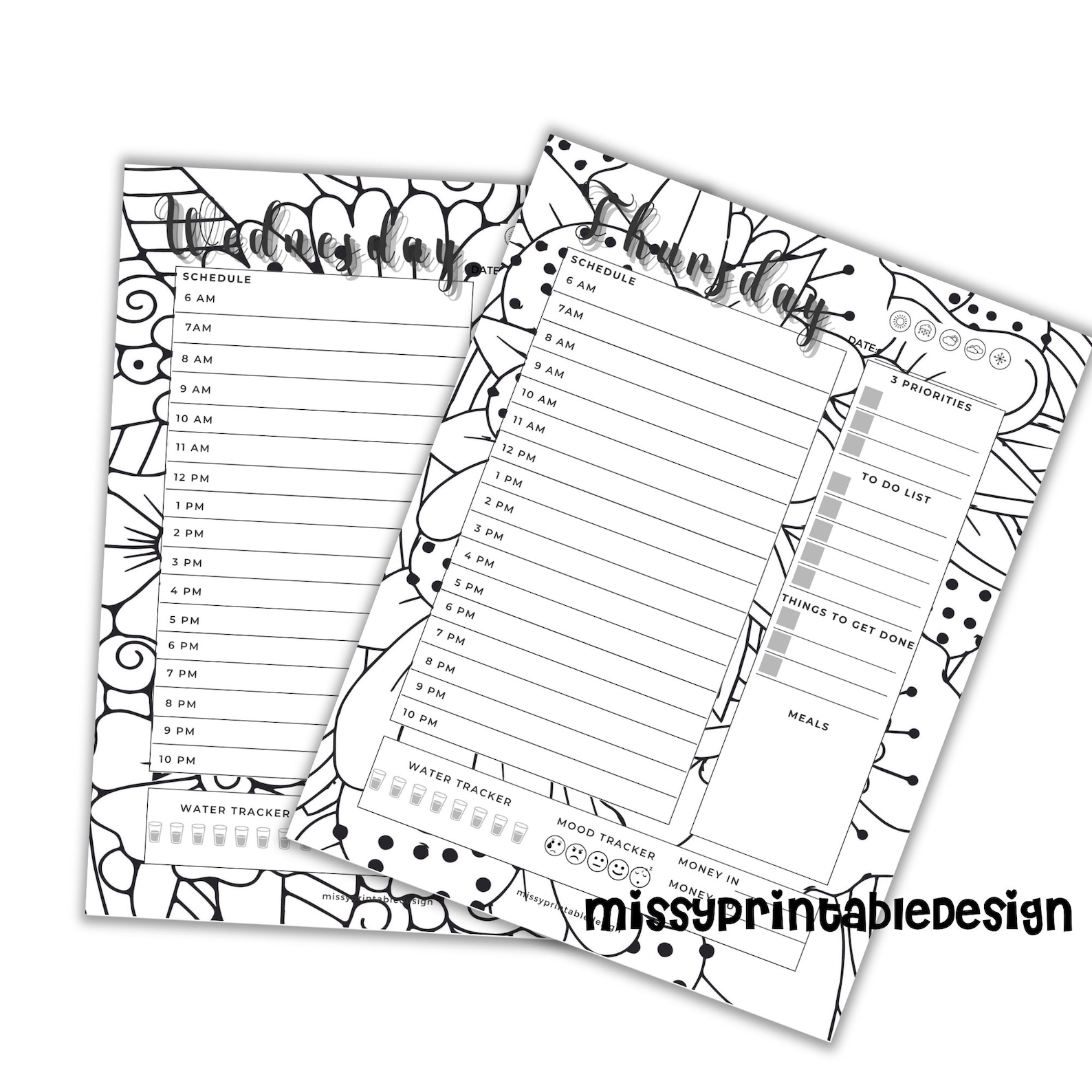 Coloring Daily Planner Calendar Printable Coloring Daily Etsy