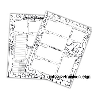 Coloring Weekly Planner Calendar, Printable Coloring Weekly Planner ...