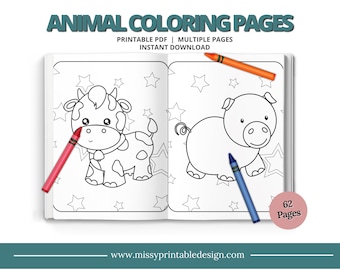 Desenhos de animais para colorir para crianças, atividade para festa (molde em PDF)