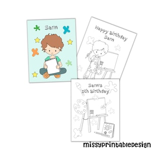 Personalized Art Birthday Party Coloring Pages (Digital Download)