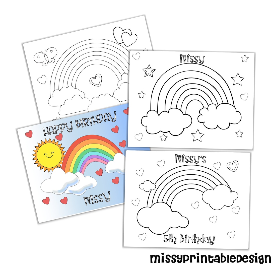 Personalized Rainbow Party Coloring Pages Custom Rainbow