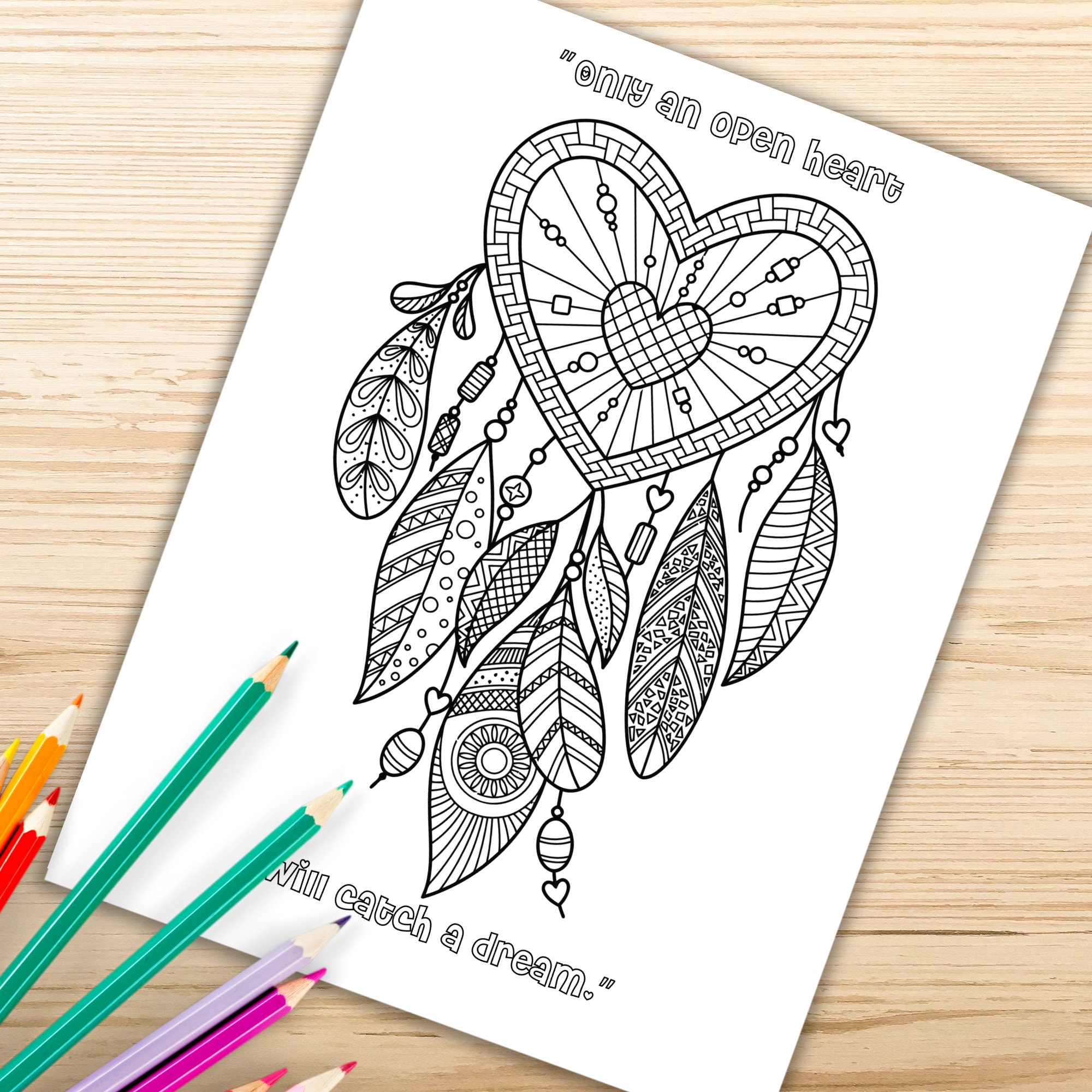 Dream Catcher Quotes Coloring Page Printable Coloring Page