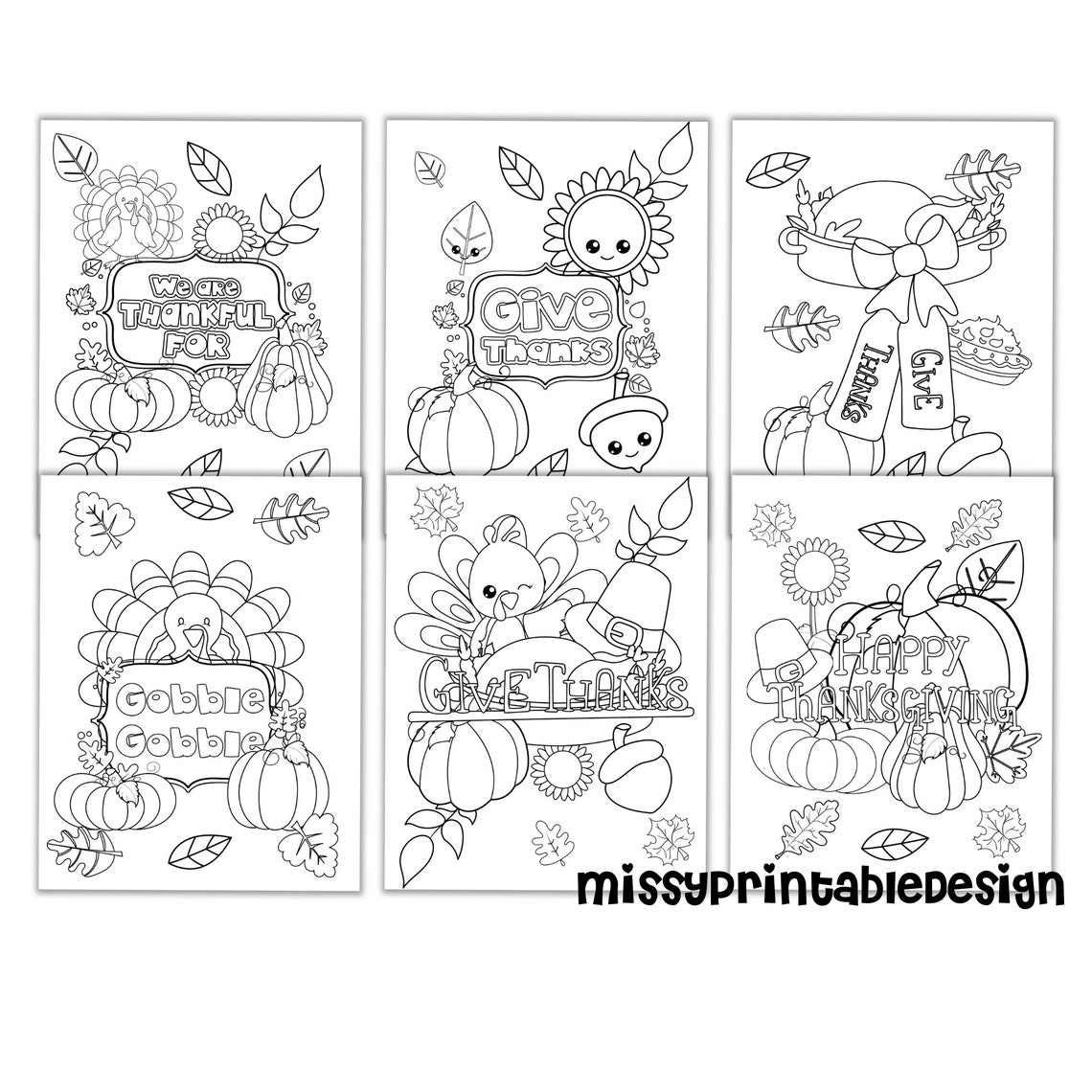 Thanksgiving Coloring Pages for Kids Printable Thanksgiving - Etsy