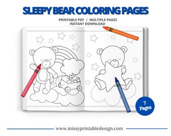 Baby Bear Coloring Pages for Kids, Nursery Decor (PDF)
