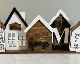 Personalized Custom Standing House Centerpiece, Farmhouse Decor, Personalized Family Signs,