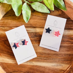 4th of July Earrings | Stud Earrings | Patriotic Stars & Stripes | American Flag Earrings | July 4th Earrings | Red, White, Blue