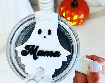 Halloween Ghost Tumbler Tag | 40oz 30oz | Name Plate | Quencher Lid Name Tag | Acrylic Name Plate | Tumbler Topper | Fall Season | Ghost